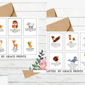 Scripture Cards, Bible Study Cards, Set Of 16 Scripture Cards, Fun Bible Verse Cards, Bible Study, Bible Journaling, Sunday School Cards