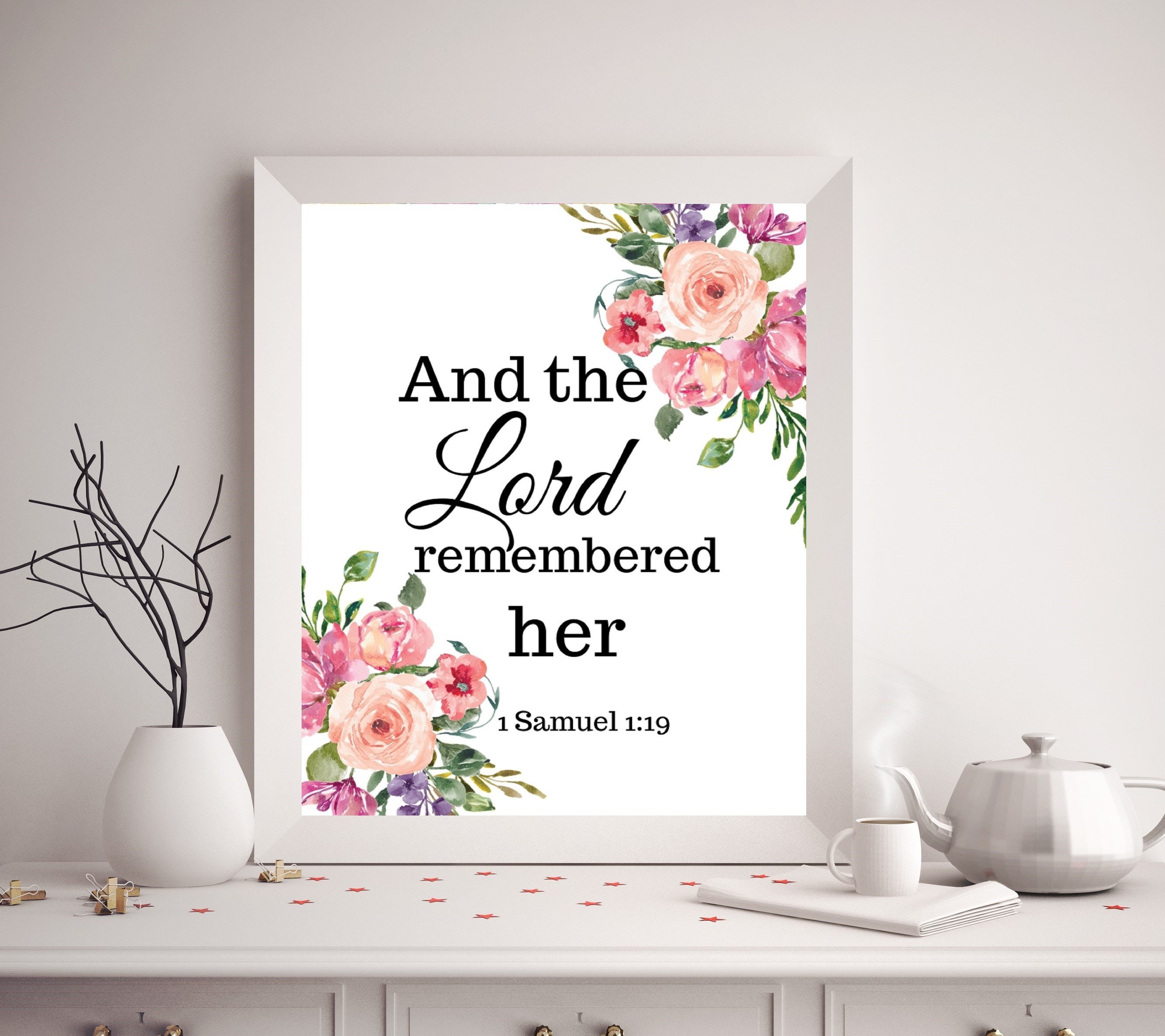 Bible Verse Poster And The Lord Remembered Her 1 Samuel 1:19 | Etsy