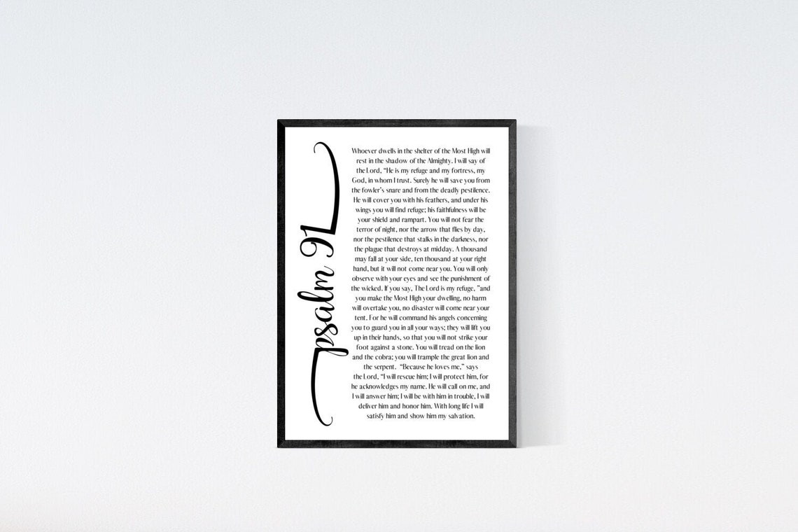 Bible Verse Poster Christian Poster Psalm 91 Poster Etsy