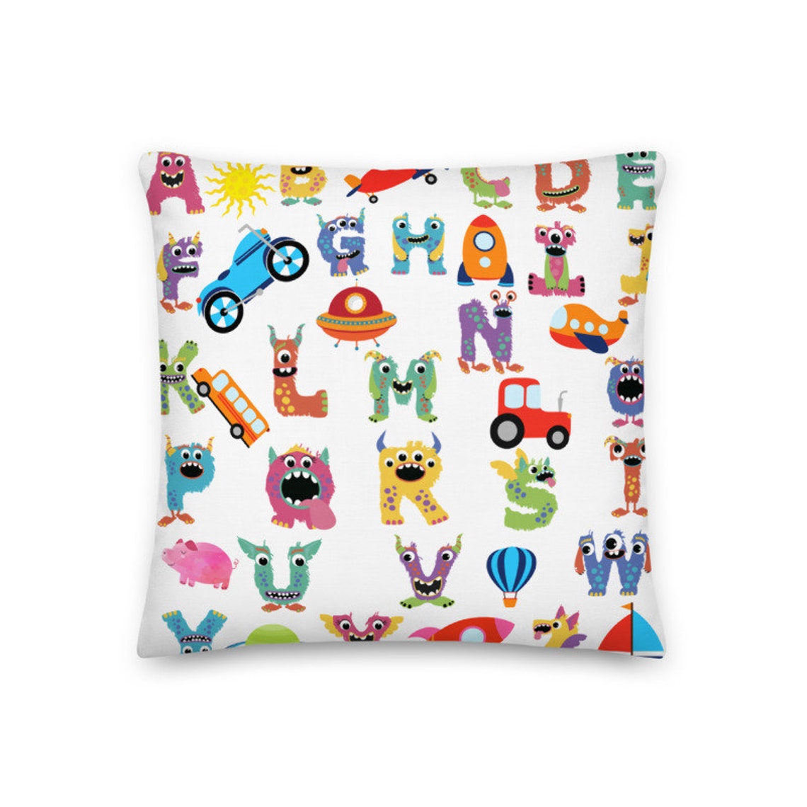 Alphabet Pillow Children Pillow Case Alphabet Pillowcase Etsy