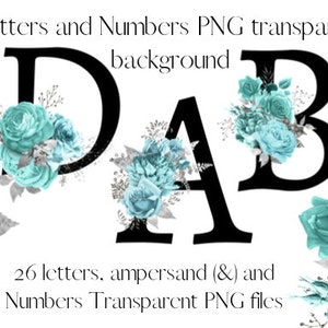 Wedding Alphabet, Floral Letters, Digital Letters, Font Clipart, floral alphabet, Alphabet Clipart, Wedding Font, Monogram, Floral Numbers