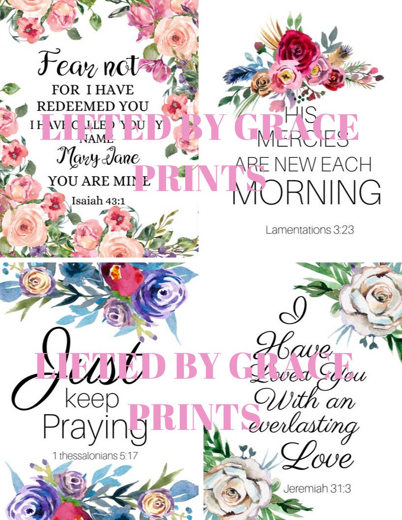 Bible Verse Cards, Set of 8 Scripture Cards, Floral Cards, 4 X 6 Bible ...