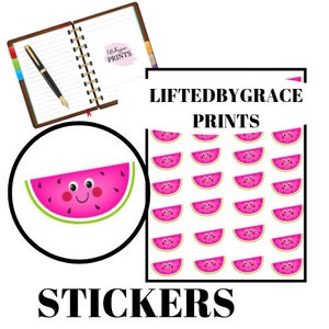 Watermelon Sticker, Fruit Sticker, Food Sticker, Melon Stickers, Food Journal, Food Planner, Food Printable Sticker