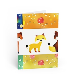 Cartões com animais, cartões infantis, cartões infantis, em branco dentro
