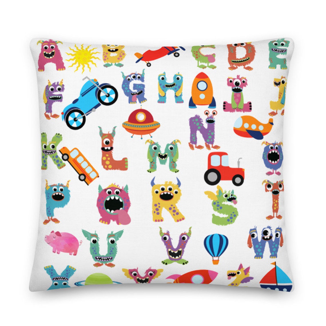 Alphabet Pillow Children Pillow Case Alphabet Pillowcase Etsy
