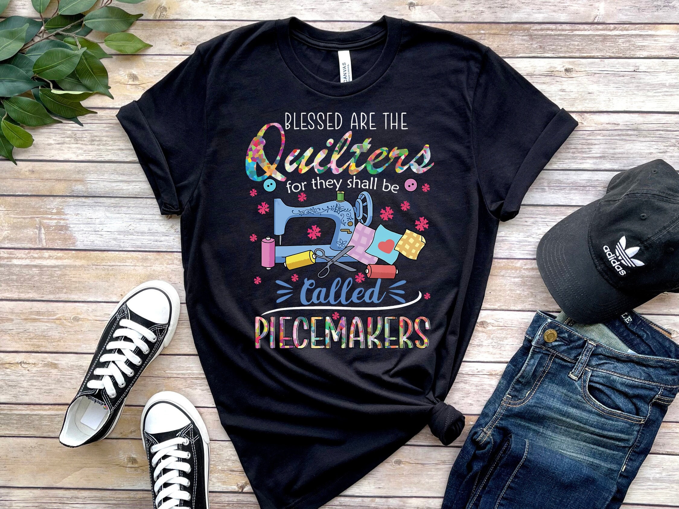 Womens Quilting T-Shirt, Blessed Are Piecemakers Gifts For