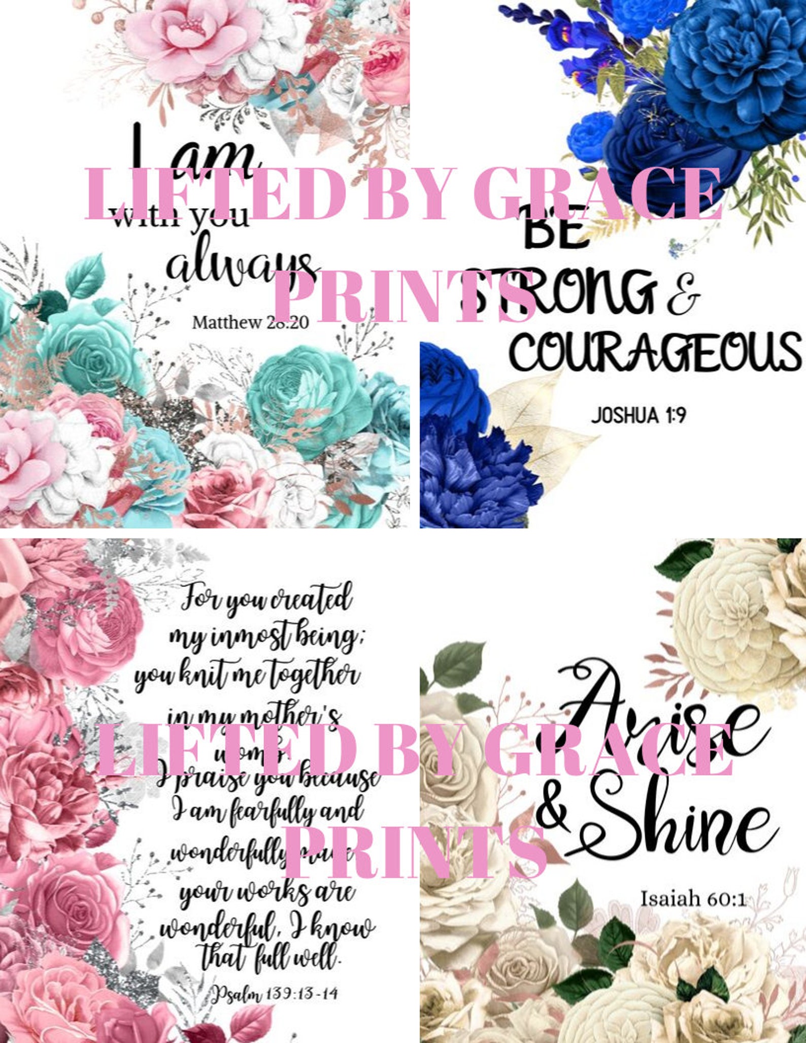Scripture Cards, Bible Verse Cards Set of 8, Floral Scripture Cards ...