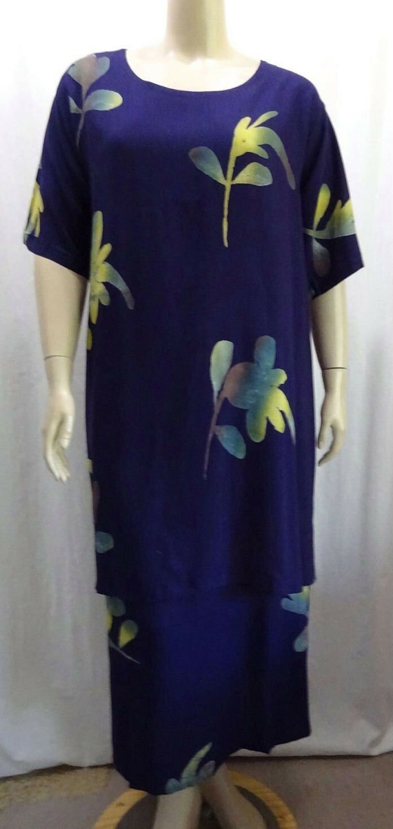 Plus E25 Purple Double Layer Flat Rayon Dress Wear