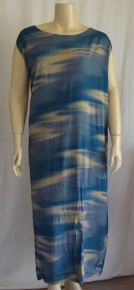 Plus SIze Funky Blue Flat Rayon Tank Dress Wearabl