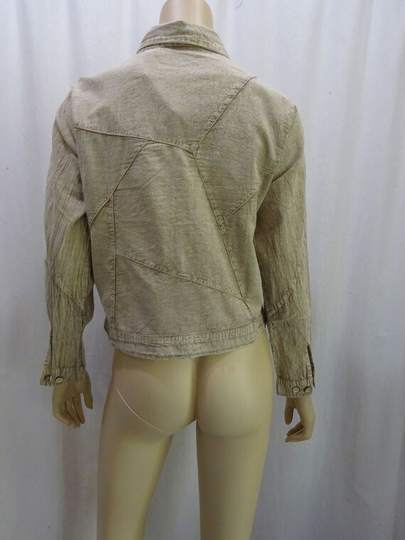 EAMZ 376 SACRED THREADS Neutral Tones Tan Long Sleeve Top Small