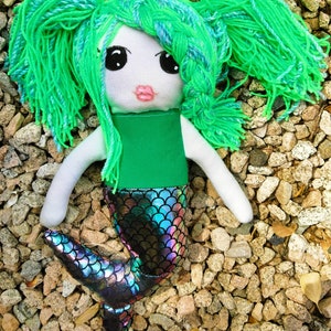 Mermaid doll, white doll, handmade craft doll