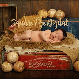 Noworodka Digital tło Vintage baseball tematu, ciepłych kolorach, antyczne, Coca Cola Crate, Pobierz teraz dla dzieci Boy Girl prop fotografów