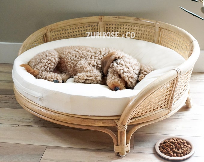 XL Handmade Rattan Dog Bed Rattan Pet Bed Dog Basket Bed Wicker Dog Bed
