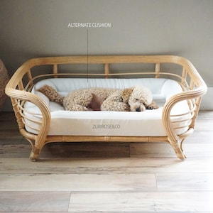 Image showcasing XL Handmade Rattan Dog Bed Rattan Pet Bed Dog Basket Bed - Etsy