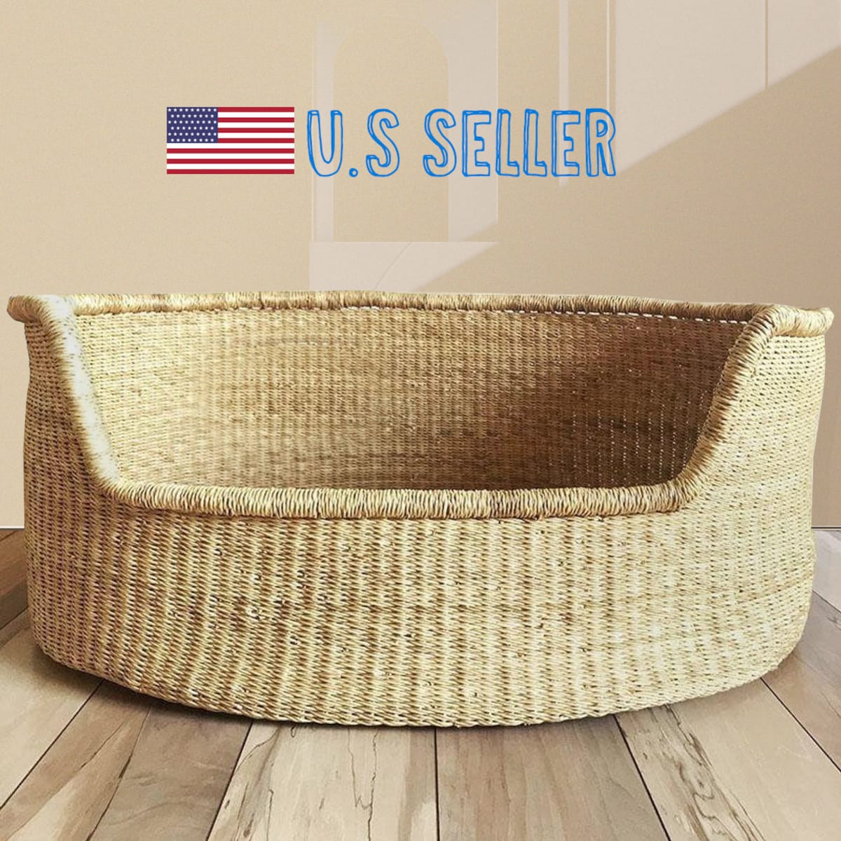 XL Woven Dog Bed Basket | Dog Basket | Handmade Dog Bed | Comfortable Dog Bed | Wicker Dog Bed | African Dog Bed | Natural Pet Bed