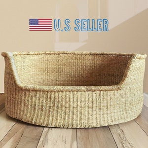 XL Woven Dog Bed Basket | Dog Basket | Handmade Dog Bed | Comfortable Dog Bed | Wicker Dog Bed | African Dog Bed | Natural Pet Bed