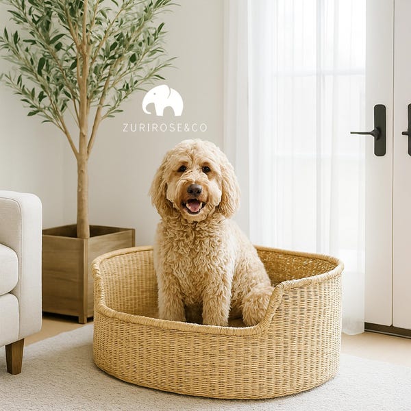 XL Woven Dog Bed Basket | Dog Basket | Handmade Dog Bed | Comfortable Dog Bed | Wicker Dog Bed | African Dog Bed | Natural Pet Bed