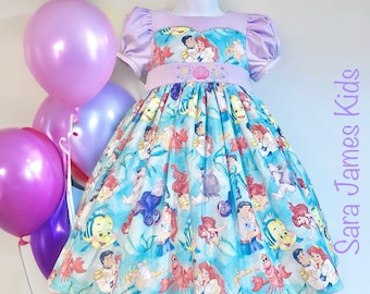 Girl's Ariel Mermaid Party Dress, Birthday, Special Occasion, Baby 1st Birthday Dress
