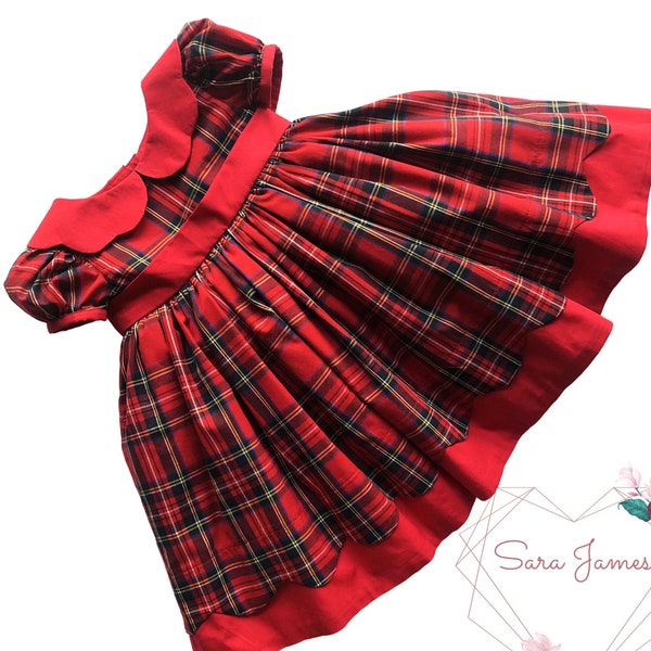 Christmas Tartan Dress, Girl's Red Tartan Dress, First Christmas Outfit, Party Dress, Plaid Christmas Dress, Plaid Toddler Dress, Baby Dress