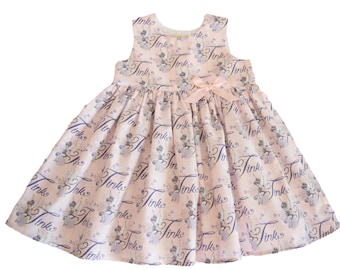 Luna, Tink On Pink Baby Dress, Handmade Baby Girl Dress, Baby Party Dress, Girls Dress, Baby Vintage Dress, Pink Baby Dress, Baby Vintage