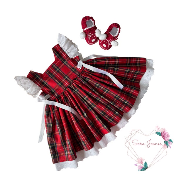 Christmas Tartan Dress, Girl's Red Tartan Dress, First Christmas Outfit, Party Dress, Plaid Christmas Dress, Plaid Toddler Dress, Baby Dress