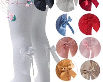 Baby Girls and Toddlers Bow Tights in several colours and in sizes NB - 5yrs