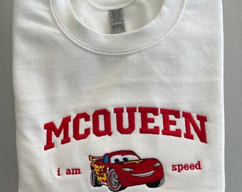 Cars Lightning Crewneck Sweatshirt Embroidered McQueen Sweater Embroidered Cars Custom Personalized Cars Crewneck Sweater
