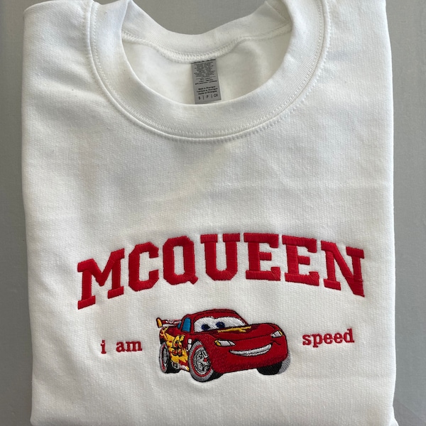 Sweat-shirt ras du cou éclair Cars Pull McQueen brodé Cars Pull ras du cou Cars personnalisé personnalisé