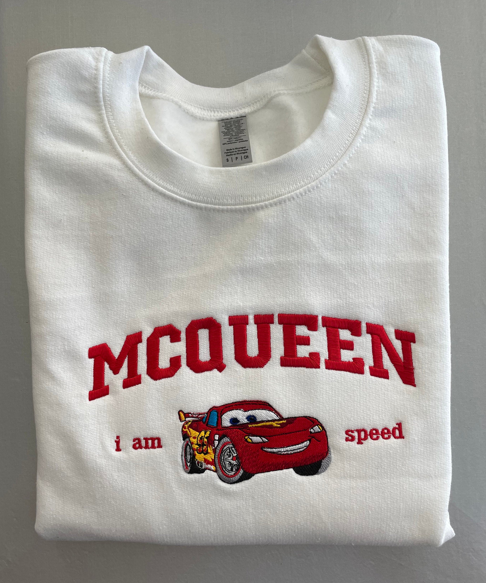 Cars Lightning Crewneck Sweatshirt Embroidered Mcqueen Sweater Embroidered Cars Custom Personalized Cars Crewneck Sweater Etsy UK