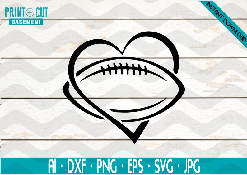 Download Clip Art Football Heart Silhouette Svg Cricut Files Football Love Svg Football Svg Silhouette Files Svg Files Football Cut Files Art Collectibles