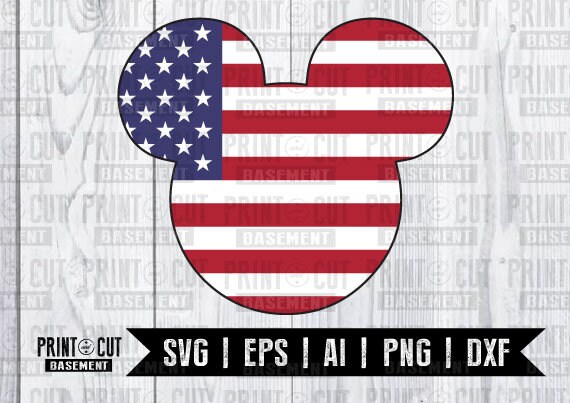 Mickey Mouse American Flag SVG DXF PNG Vector Cut File | Etsy