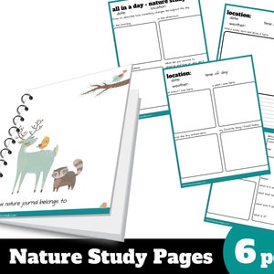 Kids Printable Nature Journal, Activity pack for kids, nature study, for forest school, notebooking, homeschool, and preschool