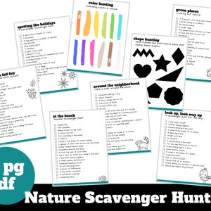 Outdoor scavenger hunt for kids, printable kids activities pack for summer, outside games, neighborhood and nature scavenger hunts,