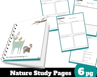 Kids Printable Nature Journal, Activity pack for kids, nature study, for forest school, notebooking, homeschool, and preschool