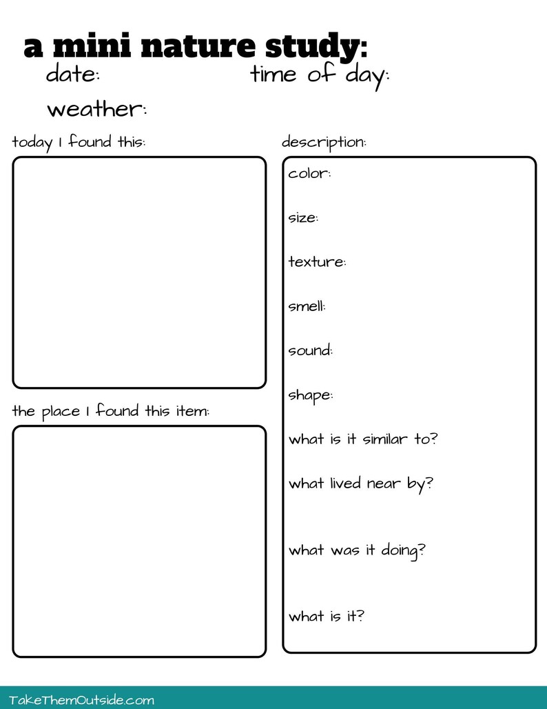 Kids Printable Nature Journal, Activity Pack for Kids, Nature Study
