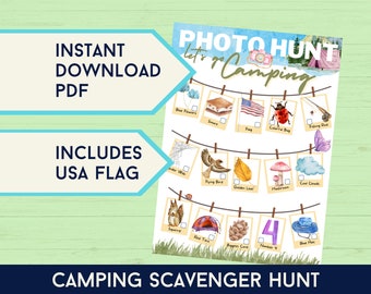 Camping Scavenger Hunt Printable Photo Scavenger Hunt for kids at the Campground Activity Outdoor Game for Camping Party Scavenger Hunt