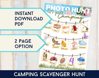 Scavenger Hunt Camping game Printable Photo Scavenger Hunt for kids at the Campground Birthday Party Game Scavenger Hunt Camping Activity