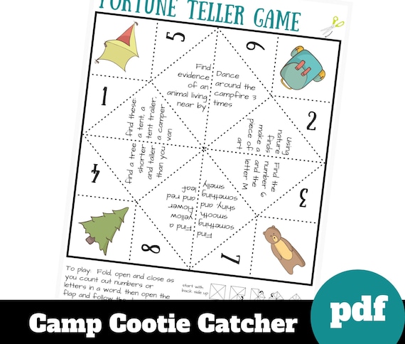 Camping Cootie Catcher Outdoor Game For Kids Printable Etsy