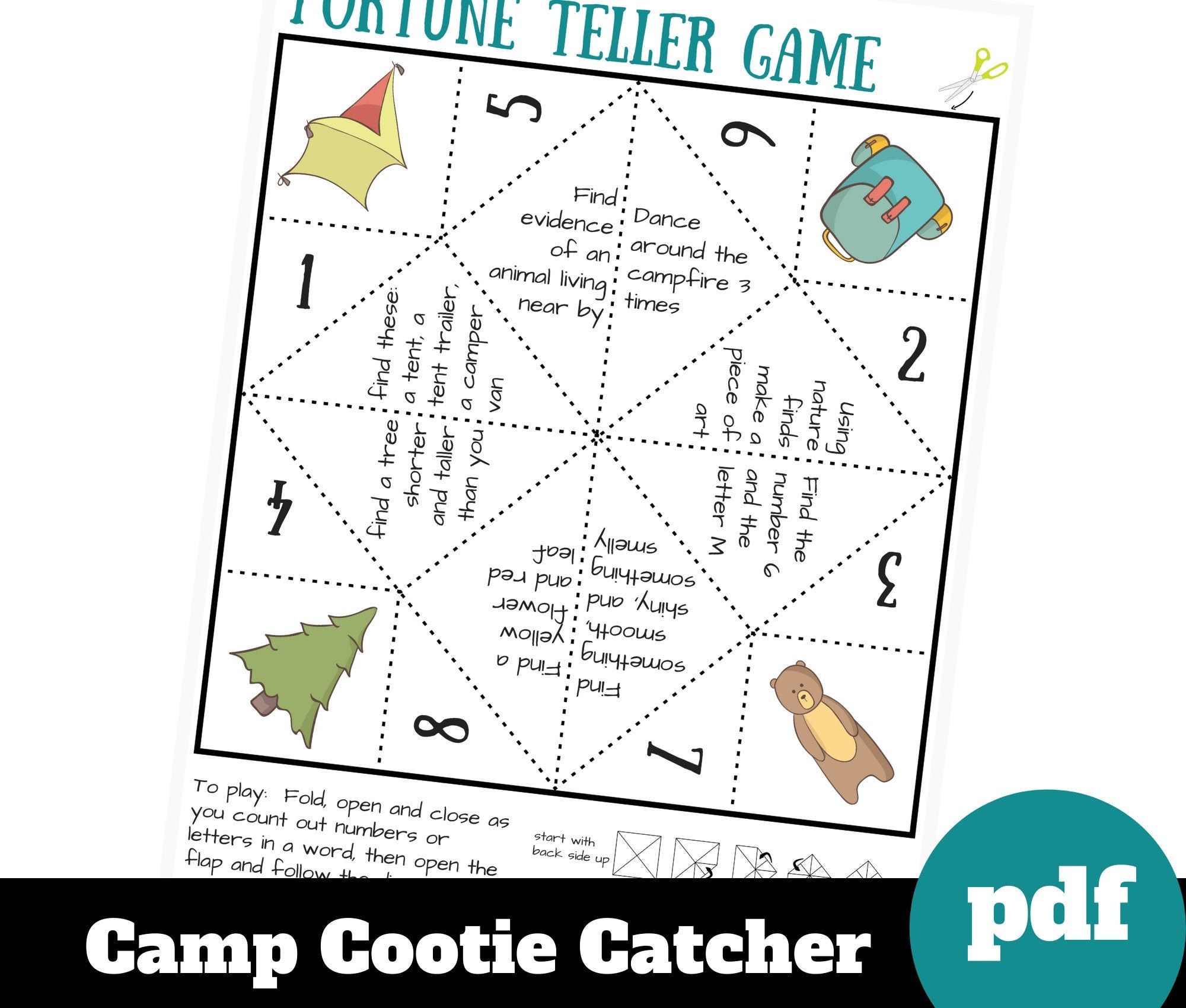 Camping Cootie Catcher Outdoor Game for Kids Printable - Etsy Camping Cootie Catcher Outdoor Game for Kids Printable - Etsy