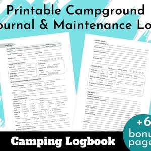 Carnet de bord de camping Carnet de bord de camping-car à imprimer Carnet de bord de camping à imprimer Carnet de bord de terrain de camping imprimable