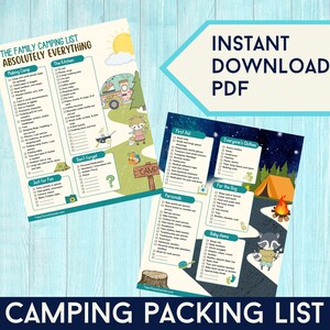 Camping Checklists for RV and tent camping packing list printable pdf, Gift for camper, camping planner printable camping checklist