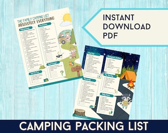 Camping Checklists for RV and tent camping packing list printable pdf, Gift for camper, camping planner printable camping checklist