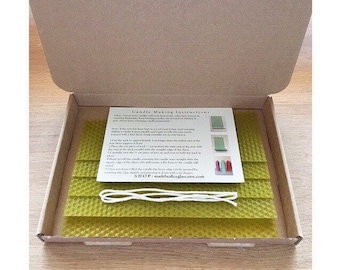 Kit para hacer velas de cera de abejas, 5 láminas de cera de abejas, mecha de vela, hoja de instrucciones, para hacer velas verde oliva