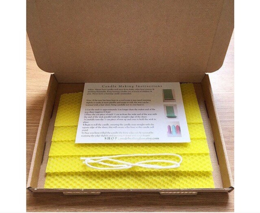 Beeswax Candle Making Kit 5 Beeswax Sheets Candle Wick Etsy