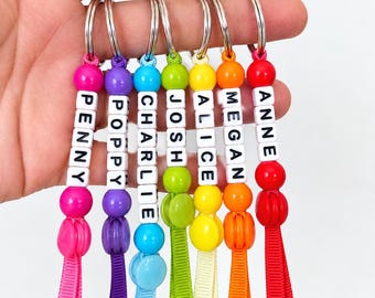 Handmade personalised colourful bag keyring name accessories