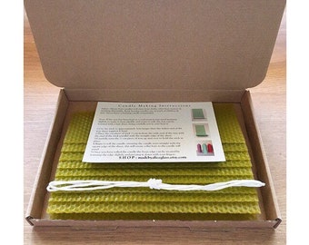 Kit para hacer velas de cera de abejas, 10 láminas de cera de abejas, mecha de vela, hoja de instrucciones, para hacer velas verde oliva