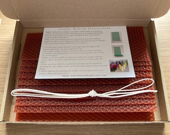Kit para hacer velas de cera de abejas, 10 láminas de cera de abejas marrón, mecha de vela, hoja de instrucciones
