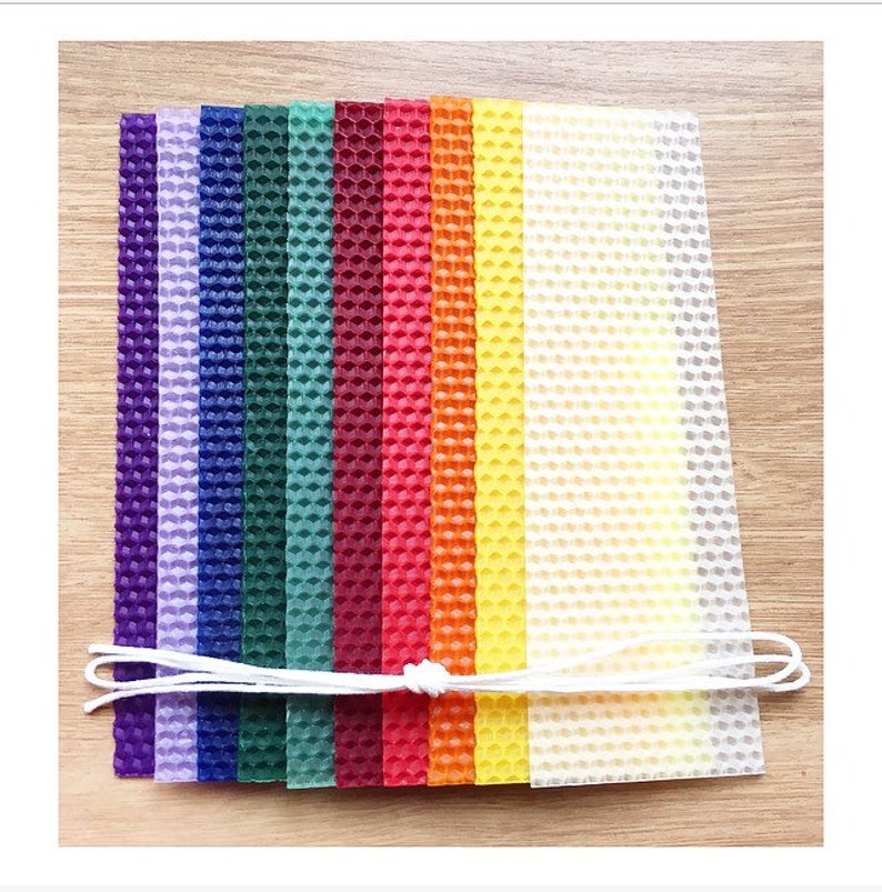 Rainbow Candle Making Kit 10 Beeswax Sheets Candle Wick | Etsy