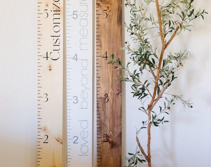 HAND PAINTED Growth ruler, growth chart, measuring stick, personalized growth chart, family growth chart, wooden ruler, wooden growth ruler