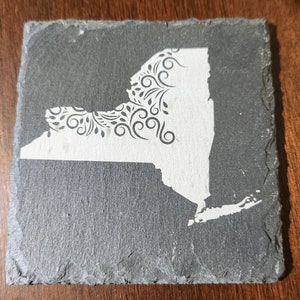 Home State Mandala Style Slate Coasters Personalized Engraved Coasters Housewarming Gift Home Decor Coasters Any State Available 4in Black